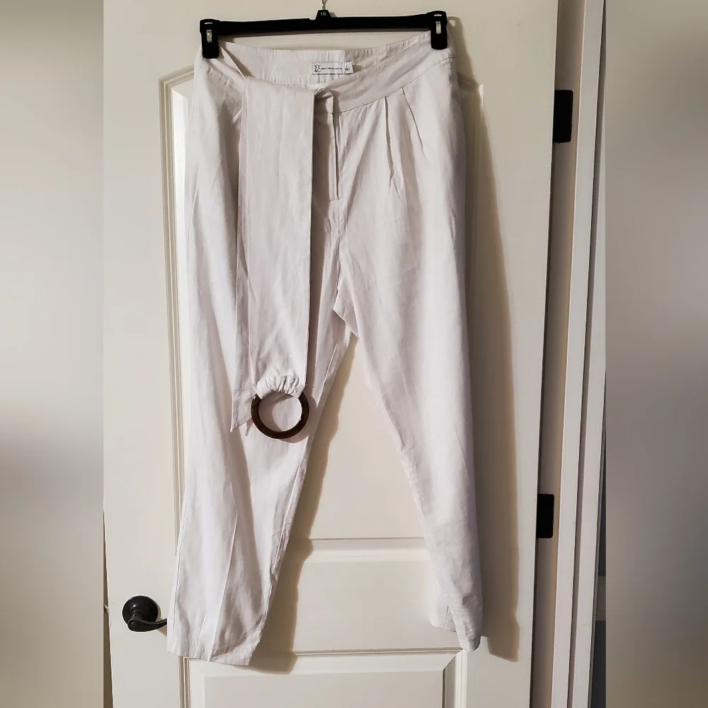 New York & Company cream colored linen blend ladies pants - Picture 1 of 4